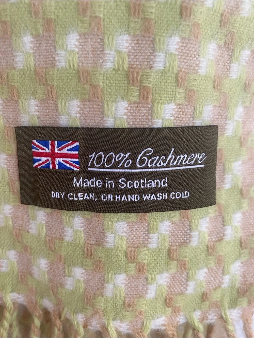 Lime Green Houndstooth Fringe Throw Blanket